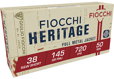 Fiocchi .38 S&W Short 145gr Full Metal Jacket (FMJ) ammunition