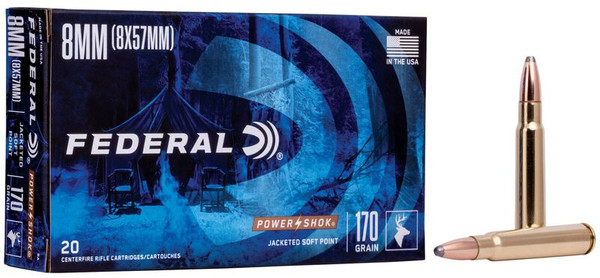 Federal Power-Shok 8mm Mauser 170 Grain Jacketed Soft Point