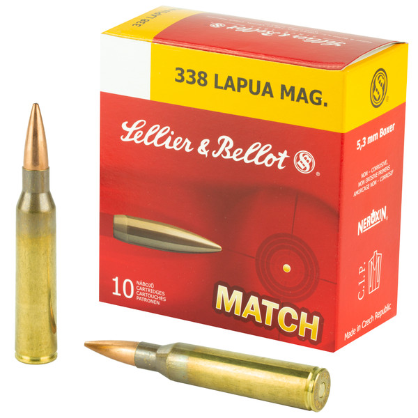 Sellier & Bellot .338 Lapua Magnum 300gr Hollow Point Boat Tail (HPBT) ammunition