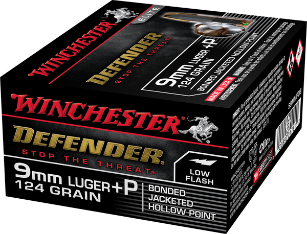 Winchester 9mm Luger 124gr Jacketed Hollow Point (JHP) ammunition