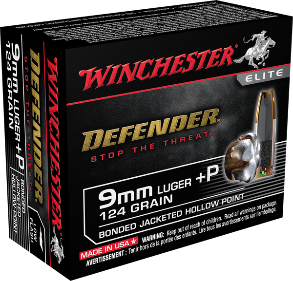 Winchester 9mm Luger 124gr Jacketed Hollow Point (JHP) ammunition