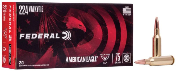 Federal .224 Valkyrie 75gr Full Metal Jacket (FMJ) ammunition