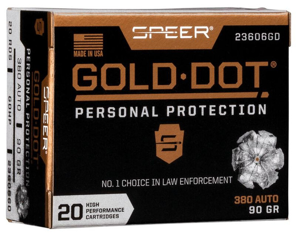 Speer Ammunition .380 ACP 90gr Hollow Point (HP) ammunition