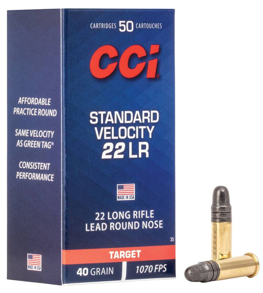 CCI .22 LR 40gr Lead Round Nose (LRN) ammunition