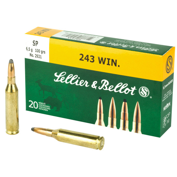 Sellier & Bellot .243 Winchester 100gr Soft Point ammunition