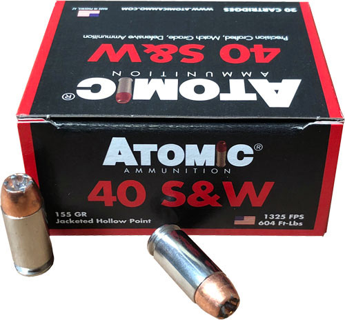 Atomic Ammunition .40 S&W 155gr Jacketed Hollow Point (JHP) ammunition