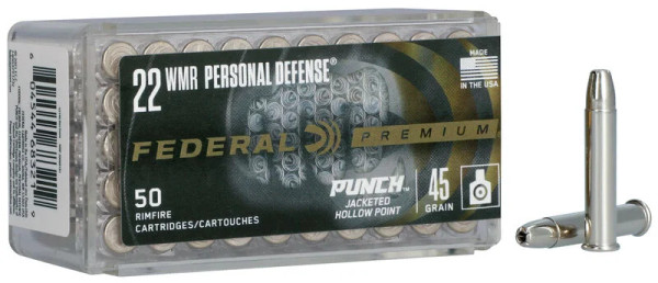 Federal .22 WMR 45gr Jacketed Hollow Point (JHP) ammunition