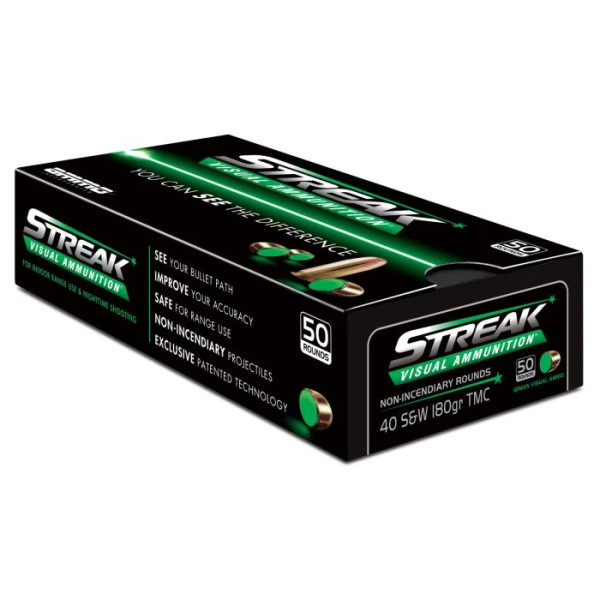 Ammo Inc STREAK Green .40 S&W 180 Grain Total Metal Coating