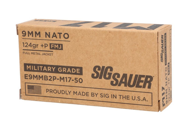 Sig Sauer 9mm Luger 124gr Full Metal Jacket (FMJ) ammunition