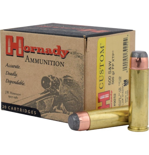 Hornady .500 S&W Magnum 500gr Flat Point ammunition