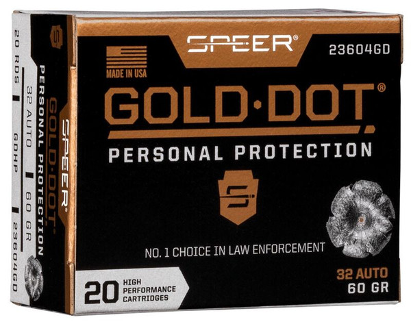 Speer Ammunition .32 ACP 60gr Hollow Point (HP) ammunition