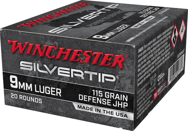 Winchester 9mm Luger 115gr Jacketed Hollow Point (JHP) ammunition