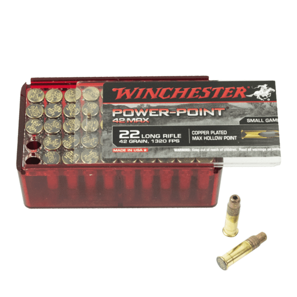 Winchester .22 LR 42gr Copper Plated Hollow Point (CPHP) ammunition