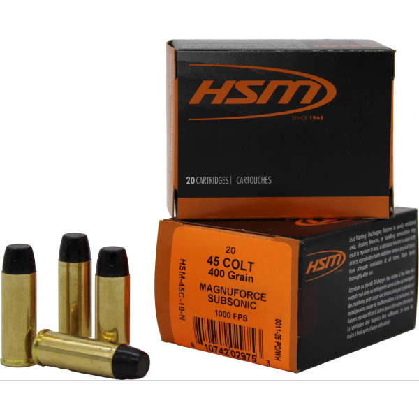 HSM Ammo .45 Long Colt 400gr Lead Flat Nose (LFN) ammunition