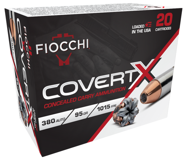 Fiocchi .380 ACP 95gr Jacketed Hollow Point (JHP) ammunition