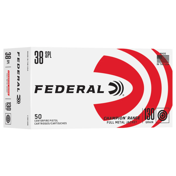 Federal .38 Special 130gr Full Metal Jacket (FMJ) ammunition