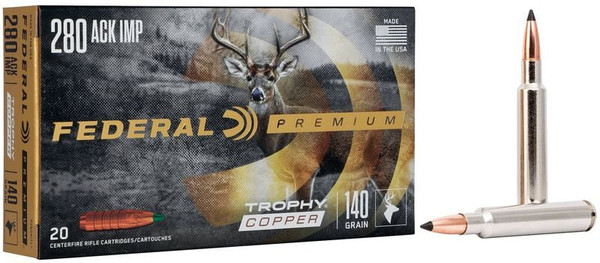 Federal .280 Ackley Improved 140 Grain Trophy Copper