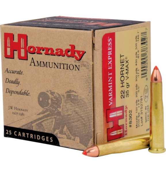 Hornady .22 Hornet 35gr Polymer Tipped ammunition