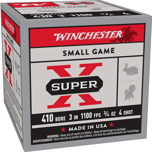 Winchester Super-x 410 3" - 3/4oz #4 25rd 10bx/cs 020892016965 X413H4 Winchester Ammunition