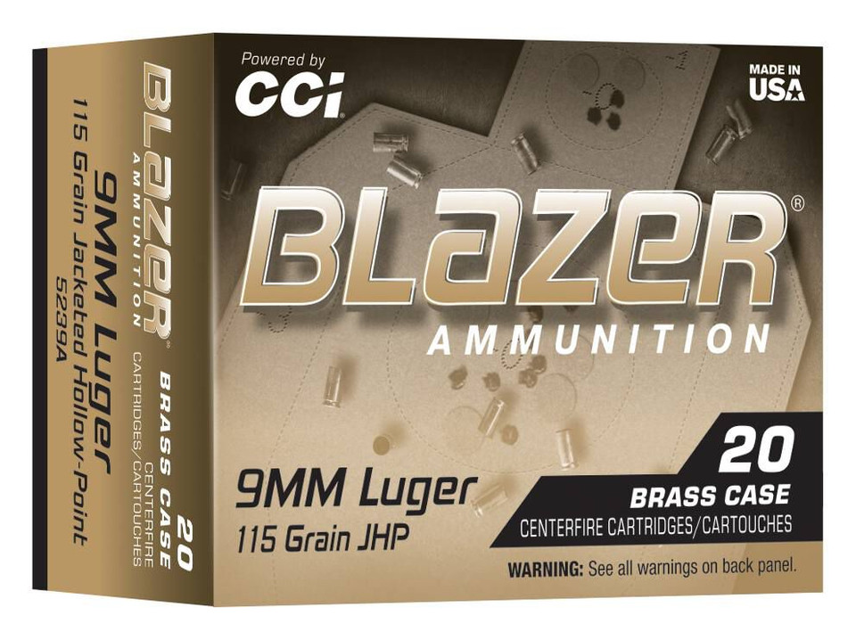 CCI Blazer Brass HP 9mm Luger 115gr Jacketed Hollow Point (JHP) Multi-Purpose Ammunition