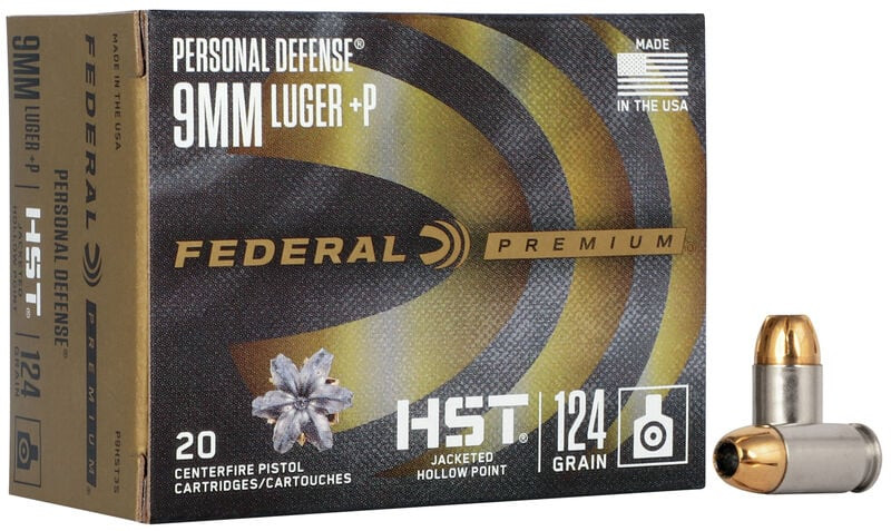 Federal 9mm Luger 124gr Jacketed Hollow Point (JHP) ammunition