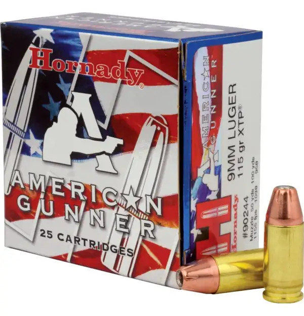 Hornady 9mm Luger 115gr Jacketed Hollow Point (JHP) ammunition