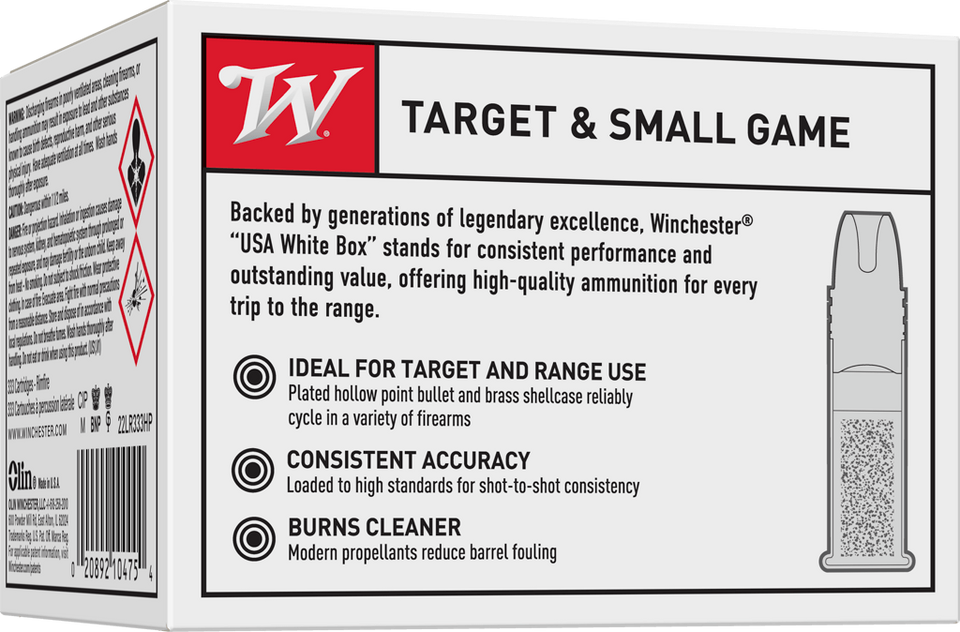 Winchester .22 LR 36gr Copper Plated Hollow Point (CPHP) ammunition