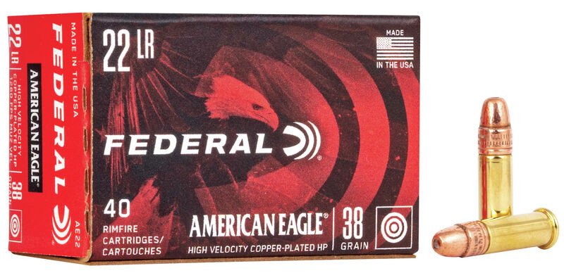 Federal American Eagle Rimfire .22 LR 38 Grain High Velocity Copper Plated Hollow Point (CPHP)