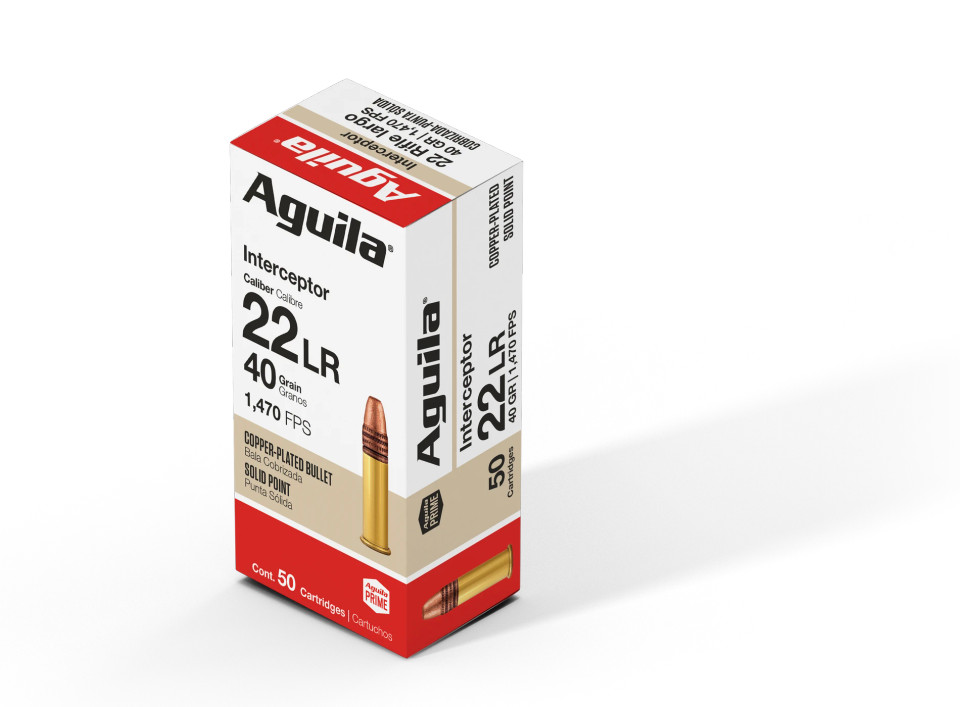 Aguila Interceptor .22 LR 40 Grain Copper Plated Solid Point