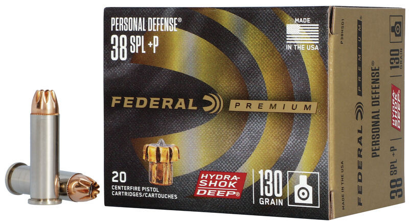 Federal Personal Defense Hydra-Shok Deep .38 Special +p 130 Grain Jacketed Hollow  Point (JHP)
