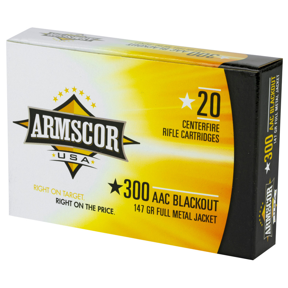 Armscor .300 AAC Blackout 147gr Full Metal Jacket (FMJ) ammunition