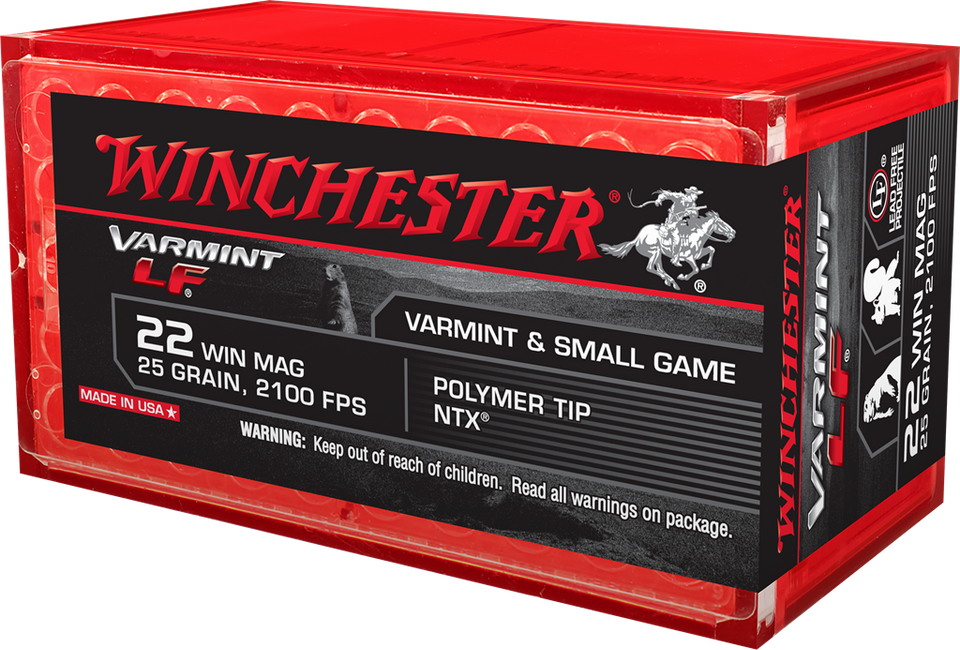 Winchester .22 WMR 25gr Polymer Tipped ammunition