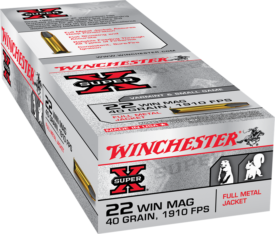 Winchester .22 WMR 40gr Full Metal Jacket (FMJ) ammunition