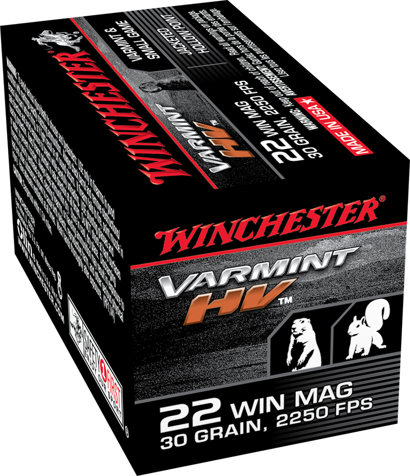 Winchester .22 WMR 30gr Jacketed Hollow Point (JHP) ammunition