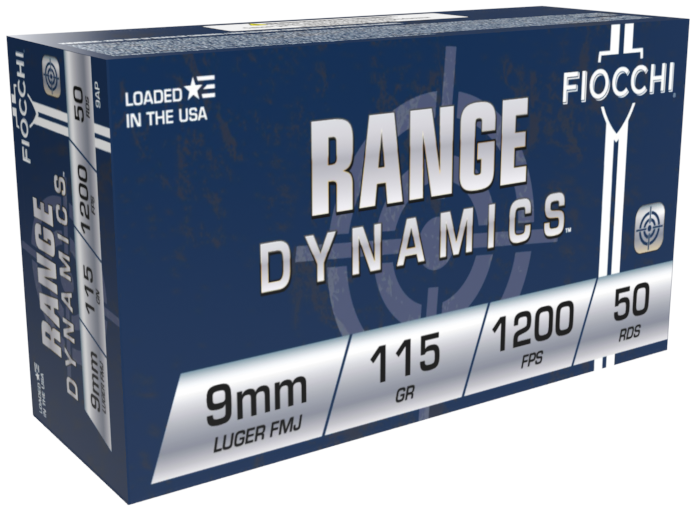 Fiocchi 9mm Luger 115gr Full Metal Jacket (FMJ) ammunition