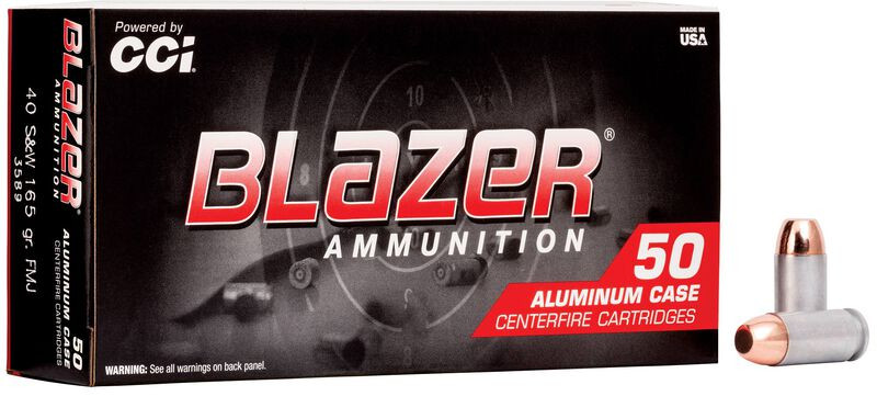 CCI .40 S&W 165gr Full Metal Jacket (FMJ) ammunition