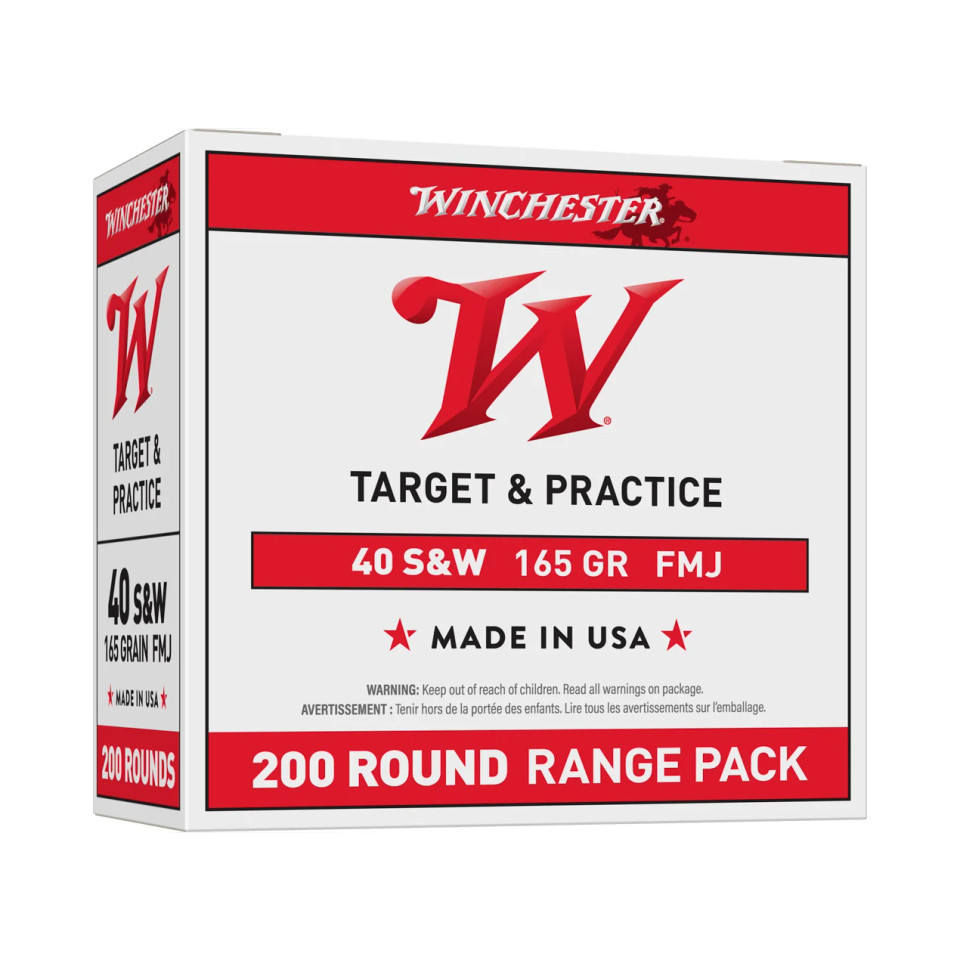 Winchester .40 S&W 165gr Full Metal Jacket (FMJ) ammunition