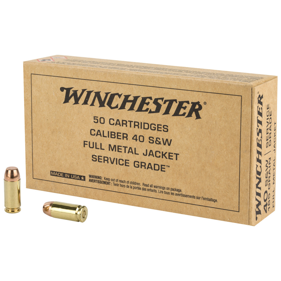 Winchester .40 S&W 165gr Full Metal Jacket (FMJ) ammunition