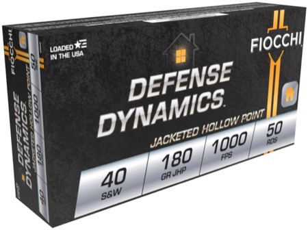 Fiocchi .40 S&W 180gr Jacketed Hollow Point (JHP) ammunition