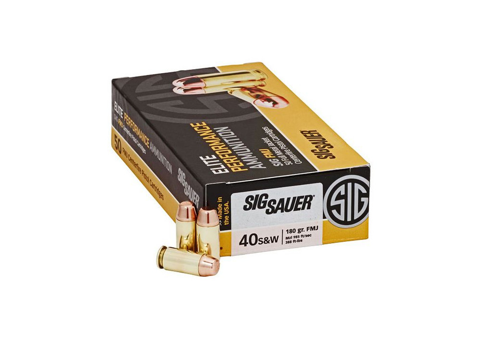 Sig Sauer .40 S&W 180gr Full Metal Jacket (FMJ) ammunition