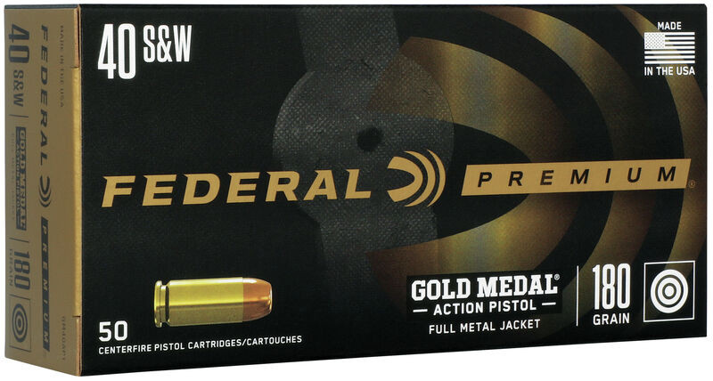 Federal Gold Medal Action .40 S&W 180 Grain Total Metal Jacket Flat Nose