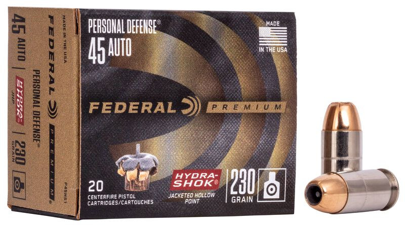 Federal .45 ACP 230gr Jacketed Hollow Point (JHP) ammunition