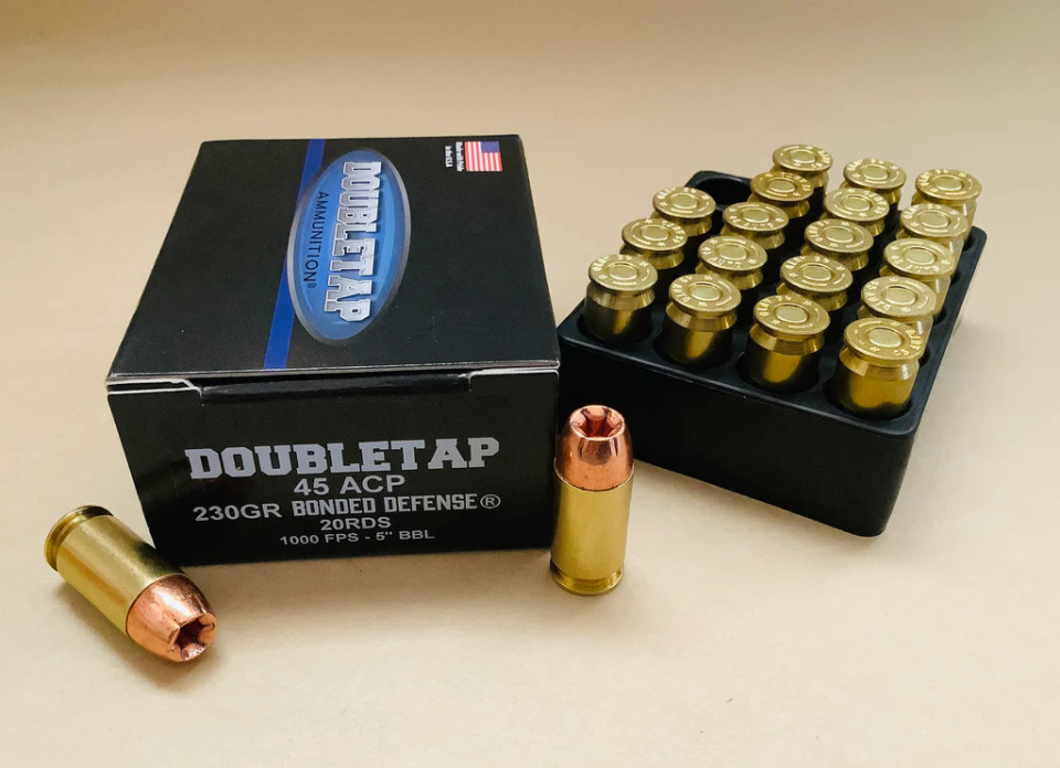 DoubleTap Ammunition .45 ACP 230gr Jacketed Hollow Point (JHP) ammunition