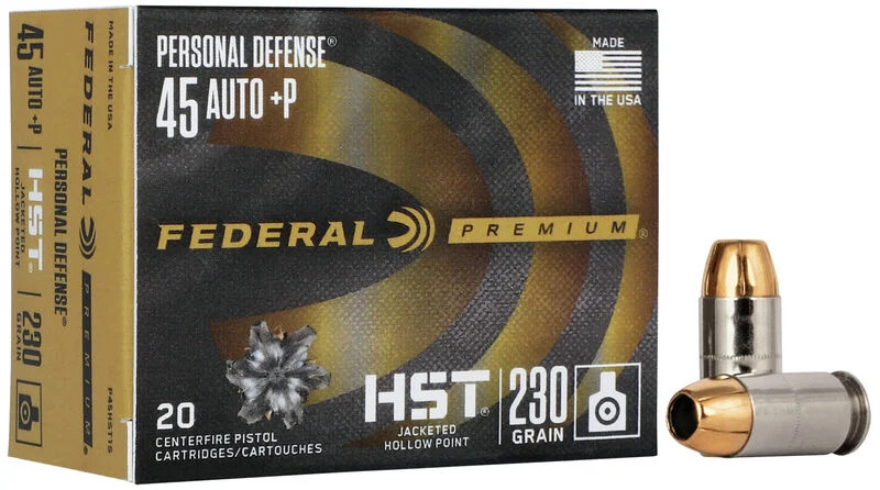 Federal .45 ACP 230gr Jacketed Hollow Point (JHP) ammunition