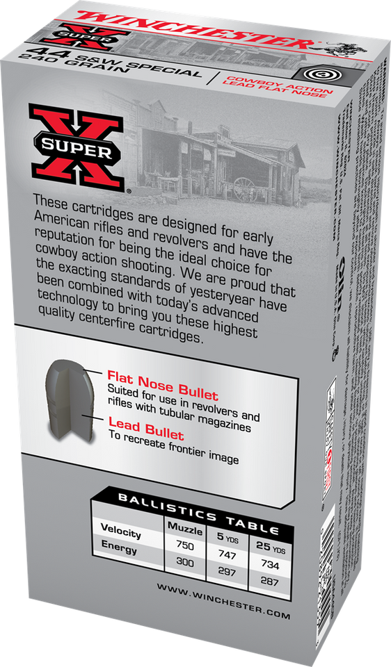 Winchester .44 S&W Special 240gr Lead Flat Nose (LFN) ammunition