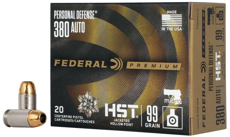 Federal .380 ACP 99gr Jacketed Hollow Point (JHP) ammunition
