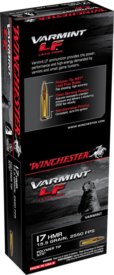 Winchester .17 HMR 15.5gr Polymer Tipped ammunition