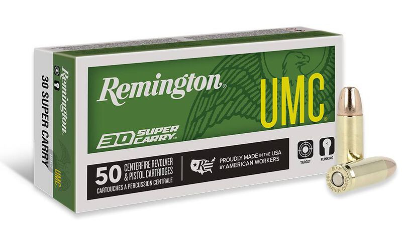 Remington .30 Super Carry 100gr Full Metal Jacket (FMJ) ammunition