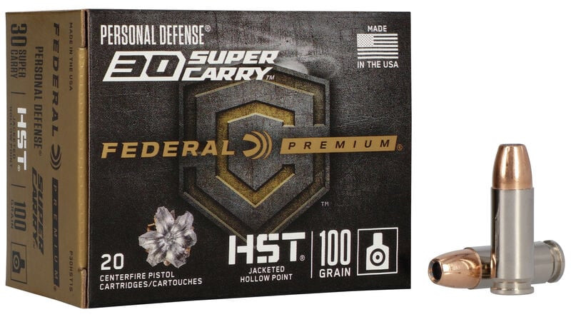 Federal .30 Super Carry 100gr Jacketed Hollow Point (JHP) ammunition