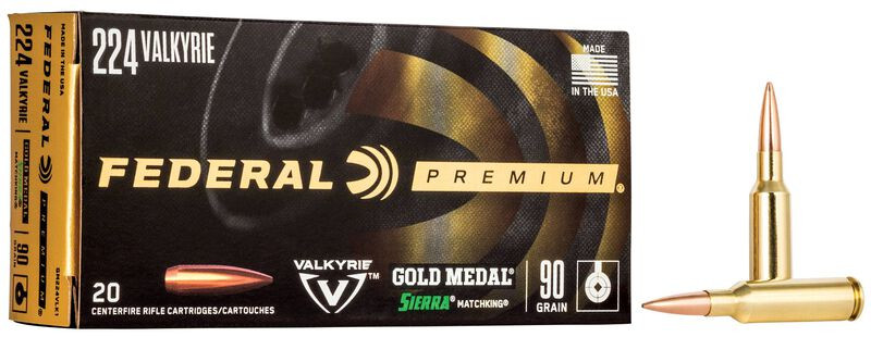 Federal .224 Valkyrie 90gr Hollow Point Boat Tail (HPBT) ammunition